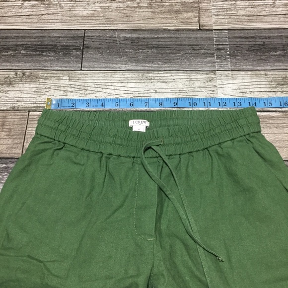 J Crew Linen Cotton Drawstring Pants Women’s 4 Green Cuffed Pockets - Picture 4 of 9